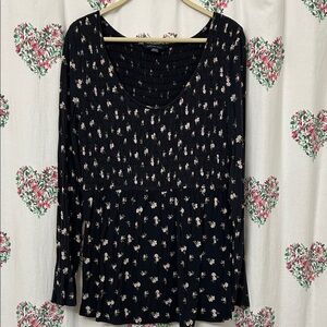 American Eagle Outfitters Blue Floral Blouse